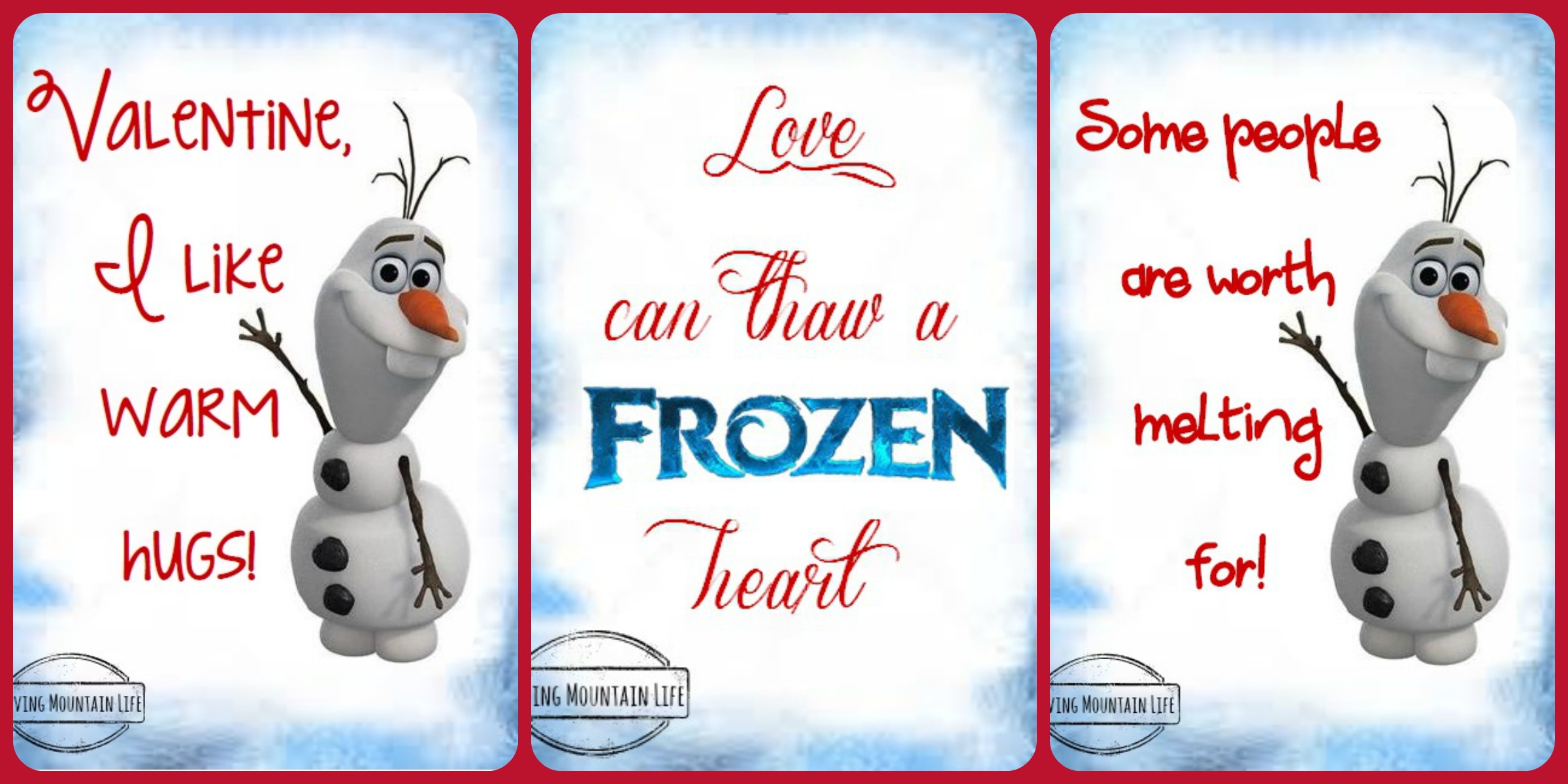 Frozen Valentines FREE Printables Loving Mountain Life